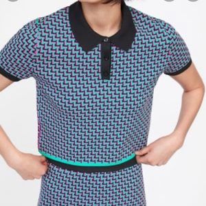 Zara co ord set  matching skirt and jacquard polo shirt set 2 piece vintage